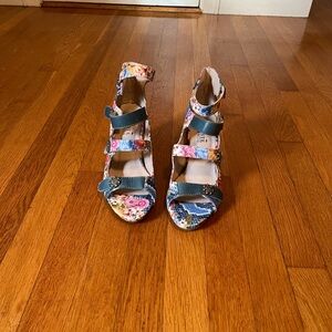 L’Artiste Spring Step Agatiala Flower Open Toe Heel Shoes Leather Upper Sz 42